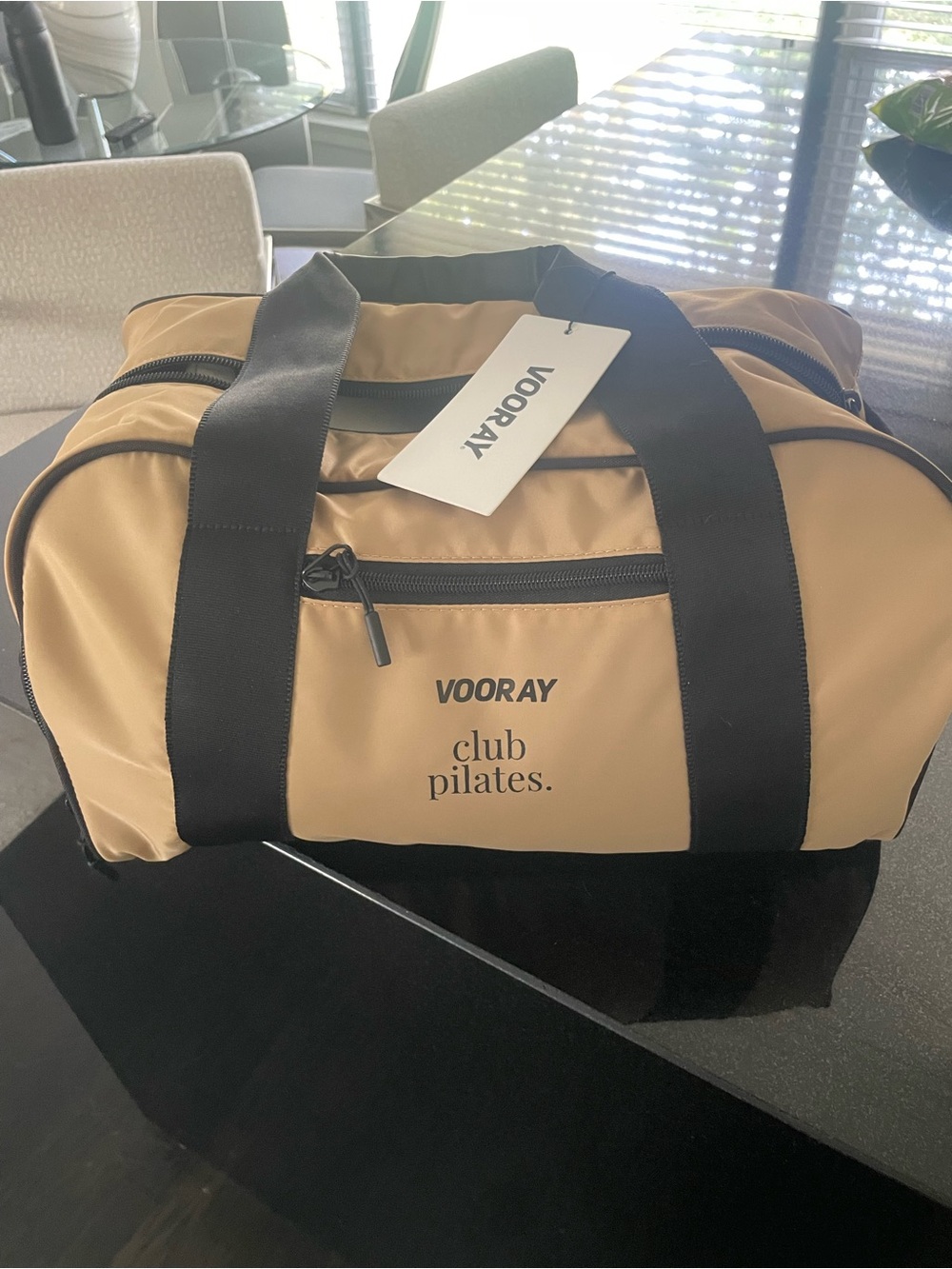 Vooray Tan & Black Club Pilates Duffel Bag